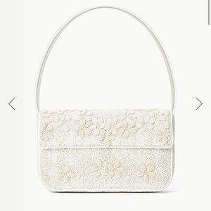 STAUD Tommy Beaded Bag in Garden Party - White